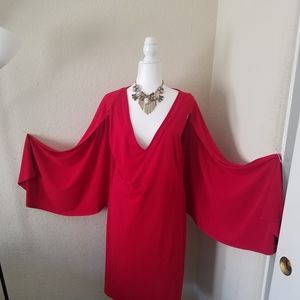 Red V-Neck with Cape